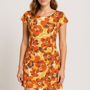 Uncle Frank Floral Retro Shift Dress – Size Small – Made in USA